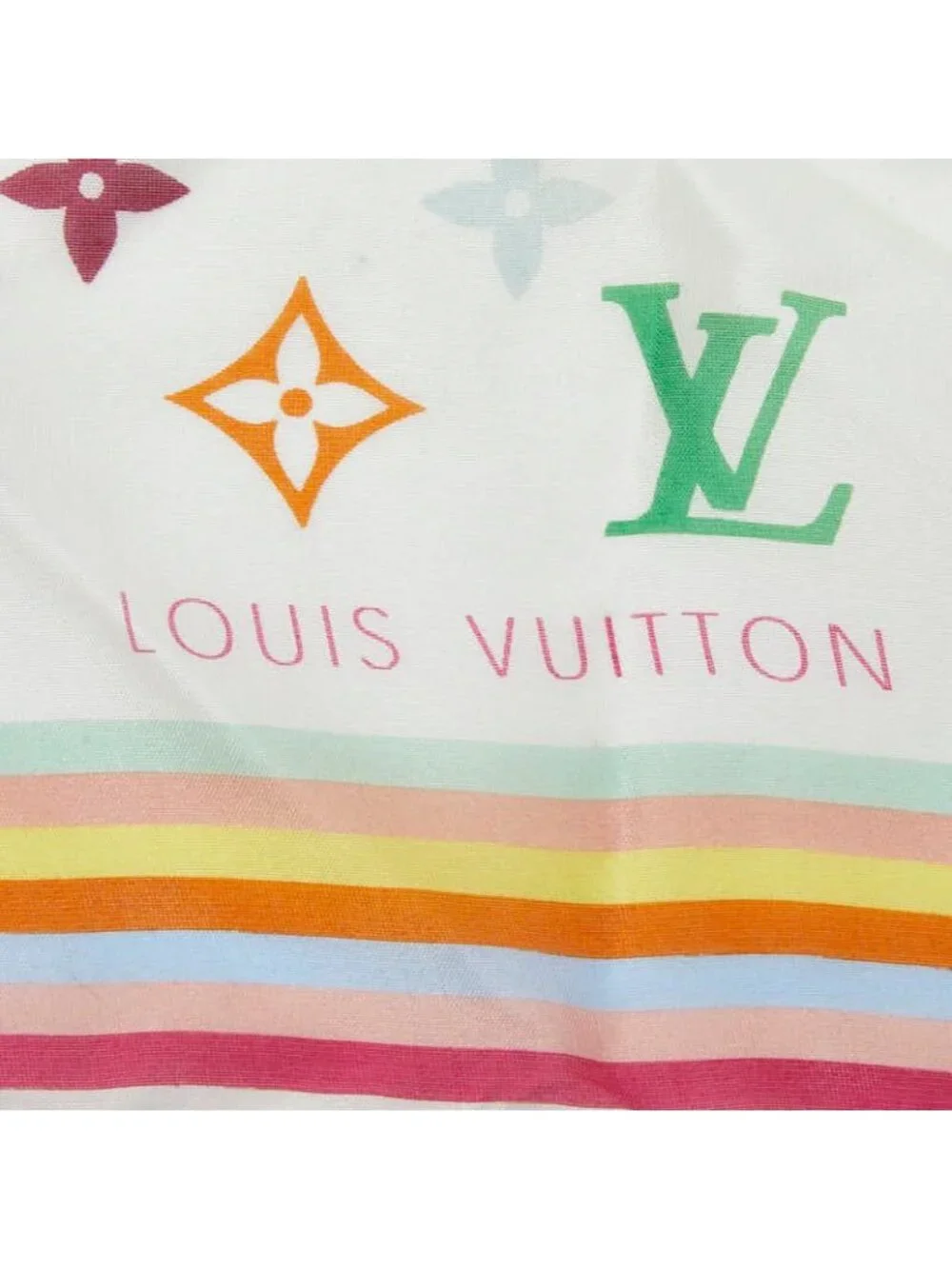 Louis Vuitton Monogram Multicolor Carre 45 Scarf Blanc Silk